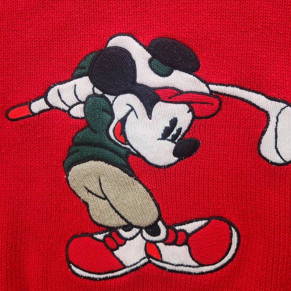 Mickey's Golf Club Aureus Sweater Unisex Medium Red Vintage Disney Knit EUC - Picture 3 of 7